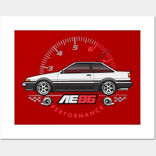 white AE86 Performance Posters and Art